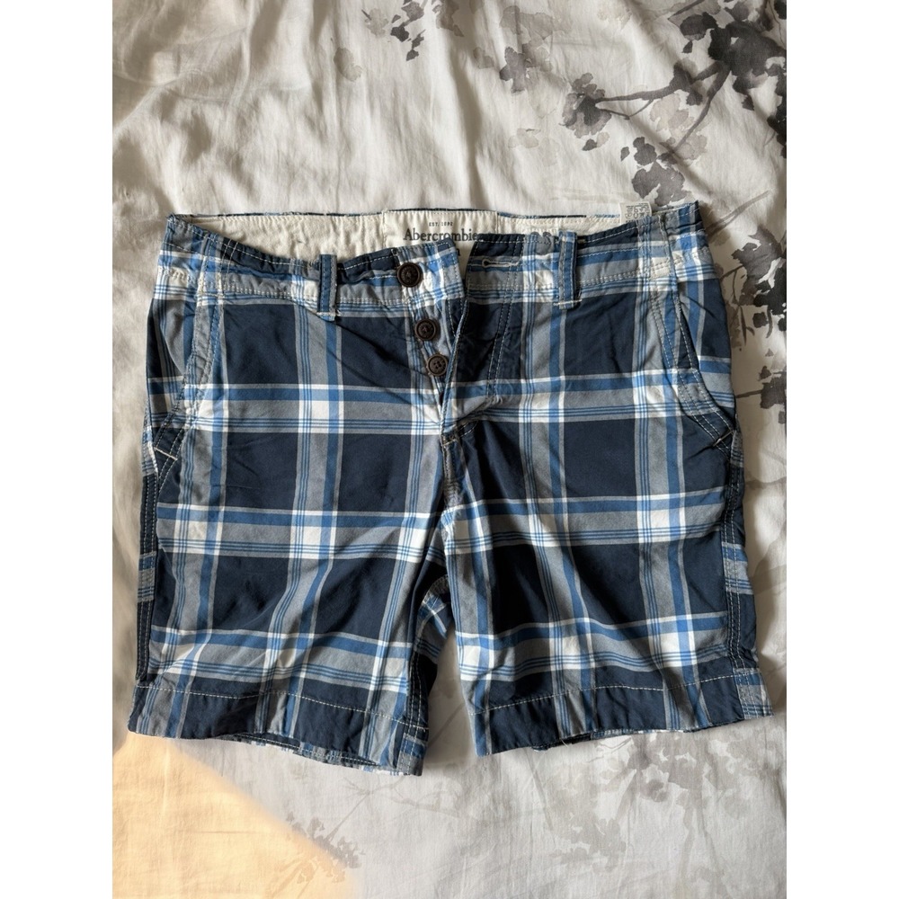 Vintage Abercrombie Fitch Casual Shorts Blue Plaid Check Y2K 2000s Mall VTG